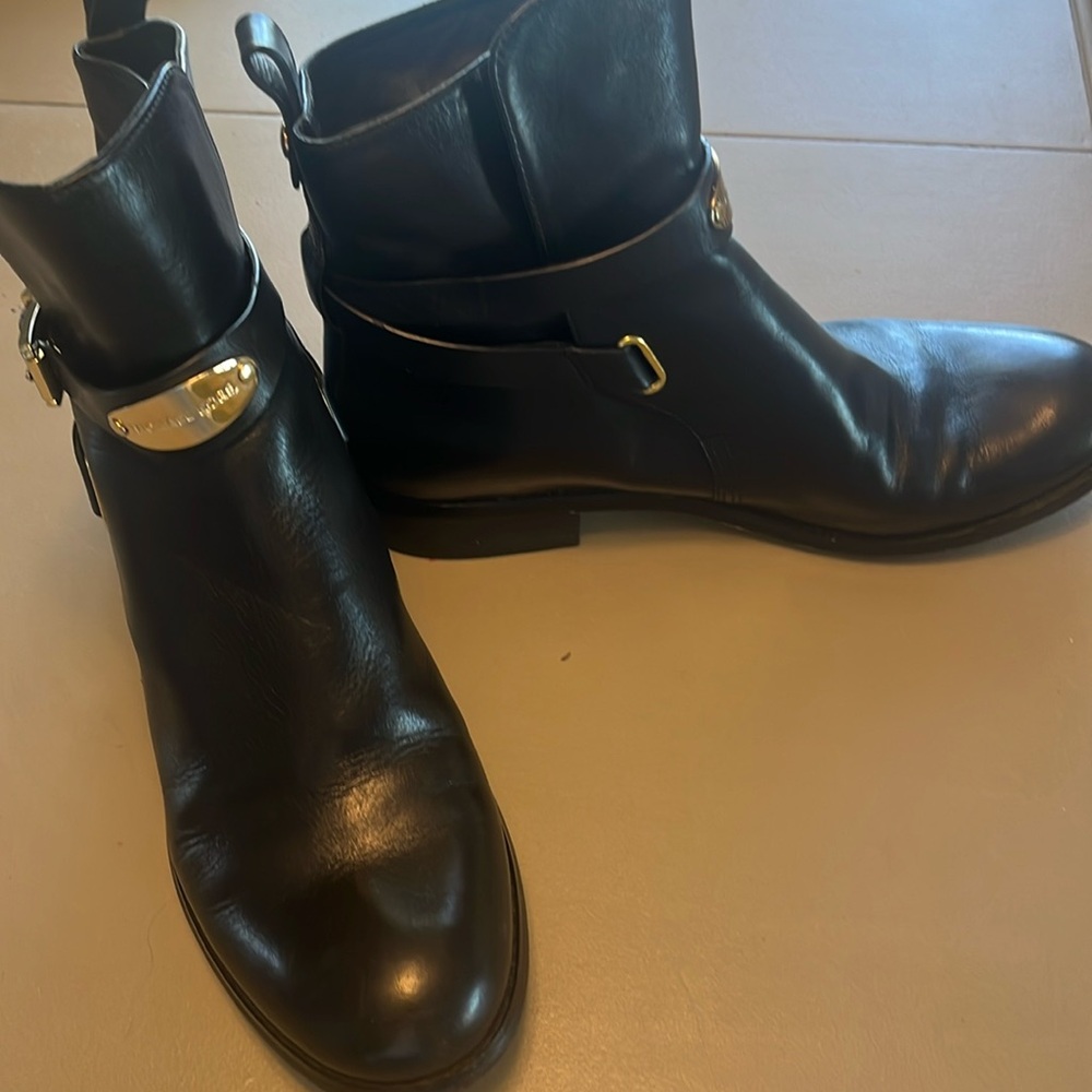 Michael Kors Black Ankle Boots with Gold Accents